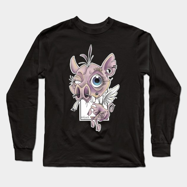 kosher flying pig.color Long Sleeve T-Shirt by elywick